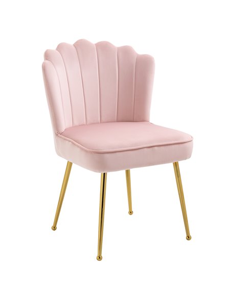 HOMCOM Velvet-Feel Shell Glam Luxe Accent Chair, Pink 839-169V70PK - pic 67390 | FastDaddyshop