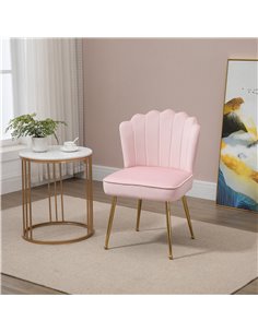 HOMCOM Velvet-Feel Shell Glam Luxe Accent Chair, Pink 839-169V70PK 2