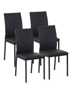 HOMCOM Modern Dining Chairs Upholstered Faux Leather Accent Chairs with Metal Legs for Kitchen, Set of 4, Black 835-478V71BK