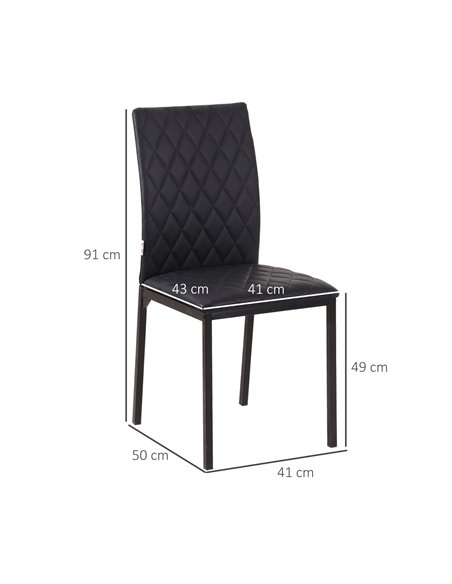HOMCOM Modern Dining Chairs Upholstered Faux Leather Accent Chairs with Metal Legs for Kitchen, Set of 4, Black 835-478V71BK - pic 67410 | FastDaddyshop