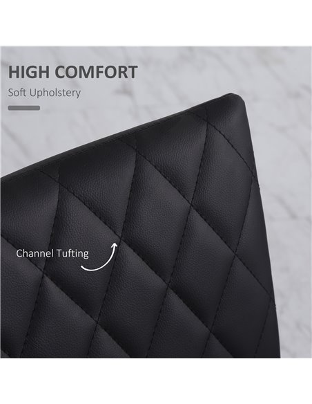 HOMCOM Modern Dining Chairs Upholstered Faux Leather Accent Chairs with Metal Legs for Kitchen, Set of 4, Black 835-478V71BK - pic 67412 | FastDaddyshop