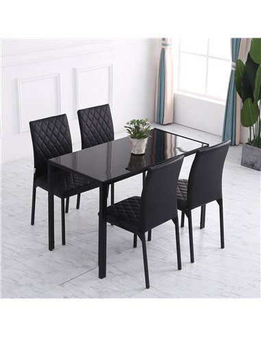 HOMCOM Modern Dining Chairs Upholstered Faux Leather Accent Chairs with Metal Legs for Kitchen, Set of 4, Black 835-478V71BK