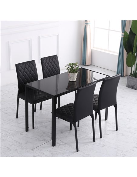 HOMCOM Modern Dining Chairs Upholstered Faux Leather Accent Chairs with Metal Legs for Kitchen, Set of 4, Black 835-478V71BK - pic 67413 | FastDaddyshop