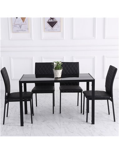 HOMCOM Modern Dining Chairs Upholstered Faux Leather Accent Chairs with Metal Legs for Kitchen, Set of 4, Black 835-478V71BK