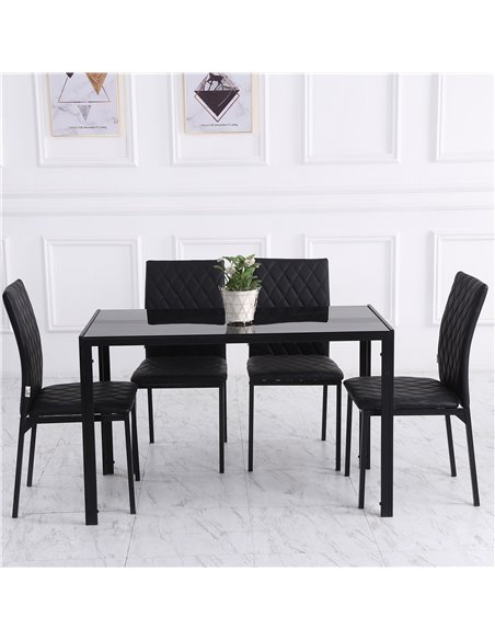 HOMCOM Modern Dining Chairs Upholstered Faux Leather Accent Chairs with Metal Legs for Kitchen, Set of 4, Black 835-478V71BK - pic 67414 | FastDaddyshop
