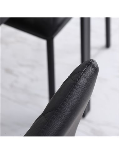 HOMCOM Modern Dining Chairs Upholstered Faux Leather Accent Chairs with Metal Legs for Kitchen, Set of 4, Black 835-478V71BK