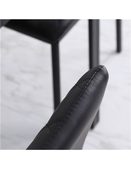 HOMCOM Modern Dining Chairs Upholstered Faux Leather Accent Chairs with Metal Legs for Kitchen, Set of 4, Black 835-478V71BK - pic 67415 | FastDaddyshop