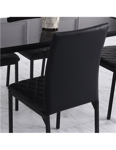 HOMCOM Modern Dining Chairs Upholstered Faux Leather Accent Chairs with Metal Legs for Kitchen, Set of 4, Black 835-478V71BK