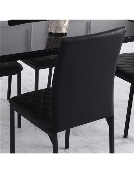 HOMCOM Modern Dining Chairs Upholstered Faux Leather Accent Chairs with Metal Legs for Kitchen, Set of 4, Black 835-478V71BK - pic 67416 | FastDaddyshop