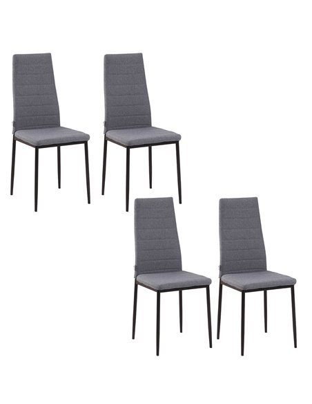 HOMCOM High Back Dining Chairs Modern Upholstered Linen-Touch Fabric Accent Chairs with Metal Legs for Kitchen, Set of 4, Grey 8 - pic 67417 | FastDaddyshop