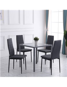 HOMCOM High Back Dining Chairs Modern Upholstered Linen-Touch Fabric Accent Chairs with Metal Legs for Kitchen, Set of 4, Grey 8 2