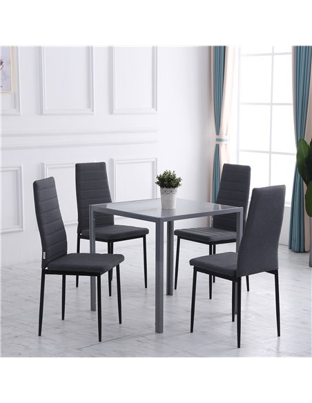 HOMCOM High Back Dining Chairs Modern Upholstered Linen-Touch Fabric Accent Chairs with Metal Legs for Kitchen, Set of 4, Grey 8 - pic 67418 | FastDaddyshop