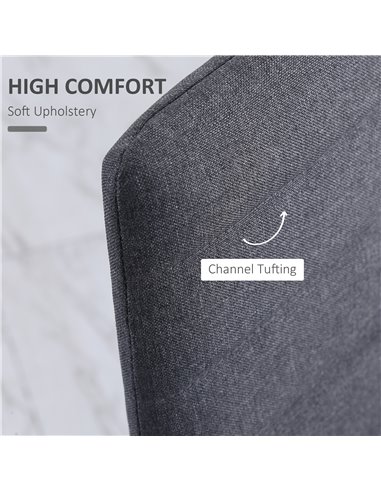 HOMCOM High Back Dining Chairs Modern Upholstered Linen-Touch Fabric Accent Chairs with Metal Legs for Kitchen, Set of 4, Grey 8