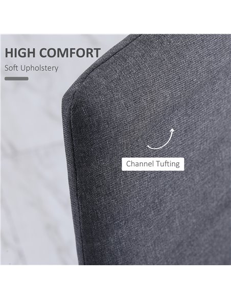 HOMCOM High Back Dining Chairs Modern Upholstered Linen-Touch Fabric Accent Chairs with Metal Legs for Kitchen, Set of 4, Grey 8 - pic 67421 | FastDaddyshop