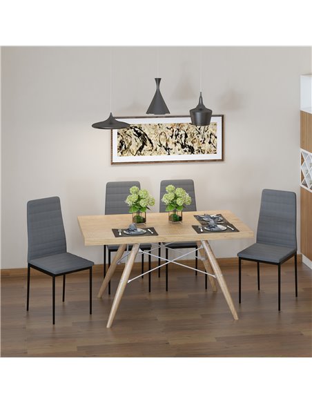 HOMCOM High Back Dining Chairs Modern Upholstered Linen-Touch Fabric Accent Chairs with Metal Legs for Kitchen, Set of 4, Grey 8 - pic 67422 | FastDaddyshop