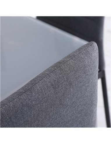 HOMCOM High Back Dining Chairs Modern Upholstered Linen-Touch Fabric Accent Chairs with Metal Legs for Kitchen, Set of 4, Grey 8