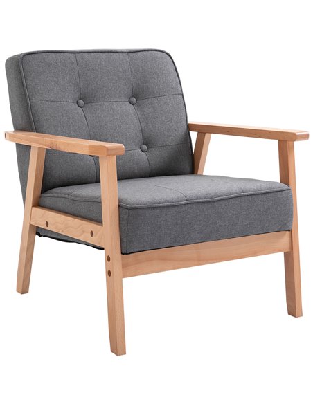 HOMCOM Minimalistic Wooden Frame Accent Chair, with Padded Seat - Dark Grey 833-664V71GY - pic 67435 | FastDaddyshop