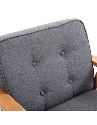 HOMCOM Minimalistic Wooden Frame Accent Chair, with Padded Seat - Dark Grey 833-664V71GY