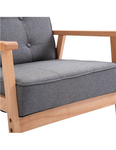 HOMCOM Minimalistic Wooden Frame Accent Chair, with Padded Seat - Dark Grey 833-664V71GY