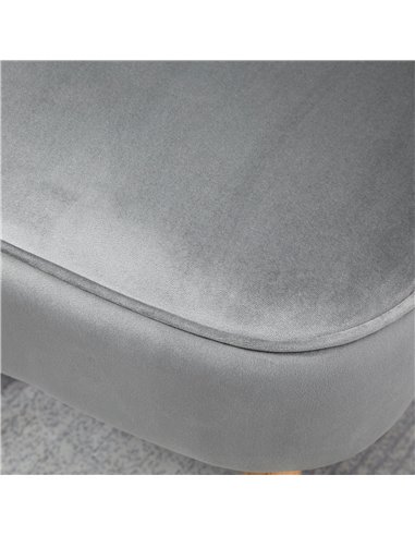 HOMCOM Velvet Accent Chair with Ottoman, Occasional Tub Seat, Curved Back, Wood Frame, Light Grey 839-507V70LG