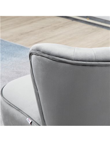 HOMCOM Velvet Accent Chair with Ottoman, Occasional Tub Seat, Curved Back, Wood Frame, Light Grey 839-507V70LG