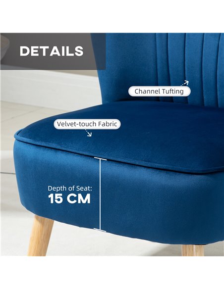 HOMCOM Velvet Accent Chair Occasional Tub Seat Padding Curved Back w/ Ottoman Wood Frame Legs Home Furniture, Dark Blue 839-507V - pic 67457 | FastDaddyshop