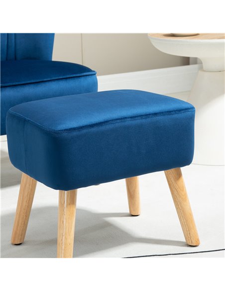 HOMCOM Velvet Accent Chair Occasional Tub Seat Padding Curved Back w/ Ottoman Wood Frame Legs Home Furniture, Dark Blue 839-507V - pic 67459 | FastDaddyshop