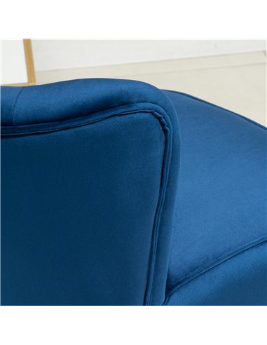 HOMCOM Velvet Accent Chair Occasional Tub Seat Padding Curved Back w/ Ottoman Wood Frame Legs Home Furniture, Dark Blue 839-507V