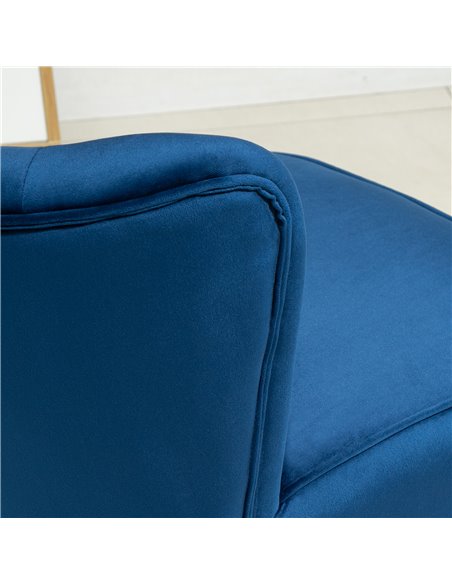 HOMCOM Velvet Accent Chair Occasional Tub Seat Padding Curved Back w/ Ottoman Wood Frame Legs Home Furniture, Dark Blue 839-507V - pic 67460 | FastDaddyshop