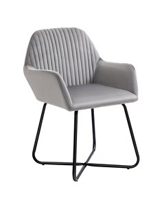 HOMCOM Modern Arm Chair Upholstered Accent Chair with Metal Base for Living Room Grey 839-128V71GY