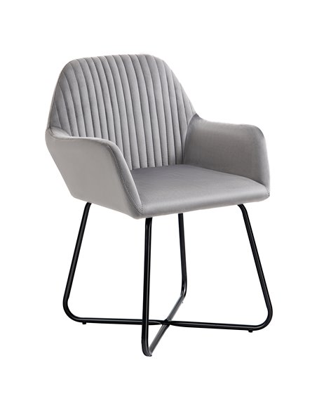 HOMCOM Modern Arm Chair Upholstered Accent Chair with Metal Base for Living Room Grey 839-128V71GY - pic 67471 | FastDaddyshop