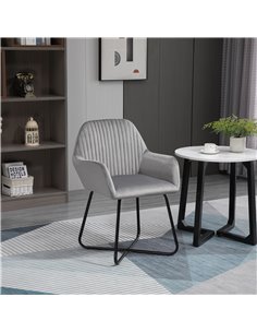 HOMCOM Modern Arm Chair Upholstered Accent Chair with Metal Base for Living Room Grey 839-128V71GY 2