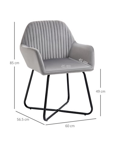 HOMCOM Modern Arm Chair Upholstered Accent Chair with Metal Base for Living Room Grey 839-128V71GY