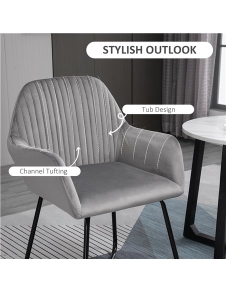 HOMCOM Modern Arm Chair Upholstered Accent Chair with Metal Base for Living Room Grey 839-128V71GY - pic 67474 | FastDaddyshop