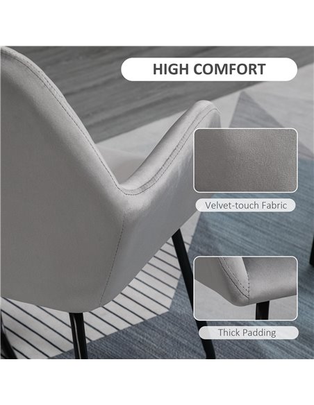 HOMCOM Modern Arm Chair Upholstered Accent Chair with Metal Base for Living Room Grey 839-128V71GY - pic 67475 | FastDaddyshop