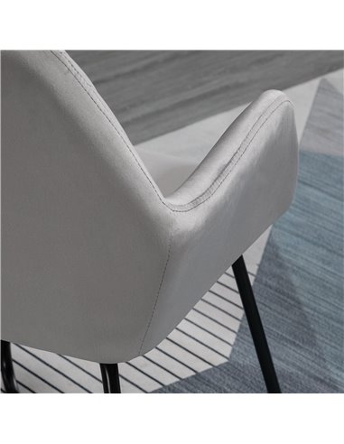 HOMCOM Modern Arm Chair Upholstered Accent Chair with Metal Base for Living Room Grey 839-128V71GY