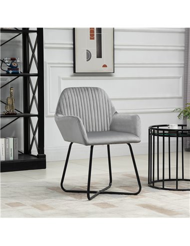HOMCOM Modern Arm Chair Upholstered Accent Chair with Metal Base for Living Room Grey 839-128V71GY