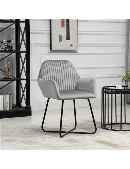 HOMCOM Modern Arm Chair Upholstered Accent Chair with Metal Base for Living Room Grey 839-128V71GY - pic 67479 | FastDaddyshop