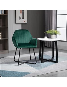 HOMCOM Modern Arm Chair Upholstered Accent Chair with Metal Base for Living Room Green 839-128V71GN 2