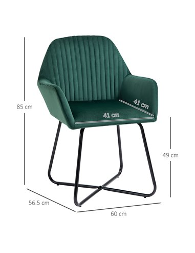 HOMCOM Modern Arm Chair Upholstered Accent Chair with Metal Base for Living Room Green 839-128V71GN