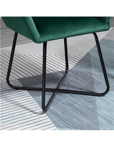 HOMCOM Modern Arm Chair Upholstered Accent Chair with Metal Base for Living Room Green 839-128V71GN