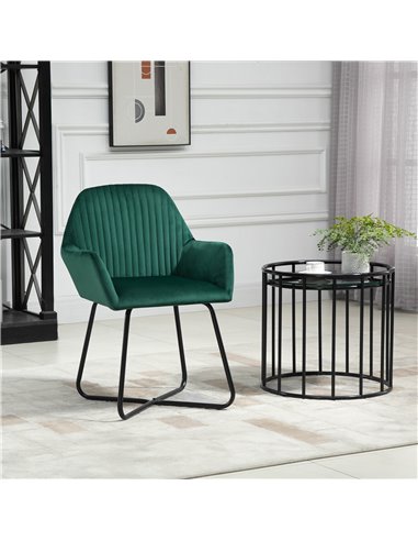 HOMCOM Modern Arm Chair Upholstered Accent Chair with Metal Base for Living Room Green 839-128V71GN