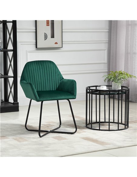 HOMCOM Modern Arm Chair Upholstered Accent Chair with Metal Base for Living Room Green 839-128V71GN - pic 67497 | FastDaddyshop
