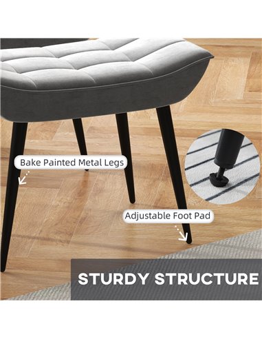 HOMCOM Armless Accent Chair w/ Footstool Set, Modern Tufted Upholstered Lounge Chair w/ Pillow, Steel Legs, Grey 839-824V70GY