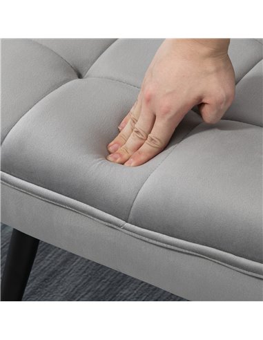 HOMCOM Armless Accent Chair w/ Footstool Set, Modern Tufted Upholstered Lounge Chair w/ Pillow, Steel Legs, Grey 839-824V70GY