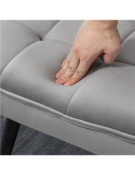 HOMCOM Armless Accent Chair w/ Footstool Set, Modern Tufted Upholstered Lounge Chair w/ Pillow, Steel Legs, Grey 839-824V70GY - pic 67503 | FastDaddyshop