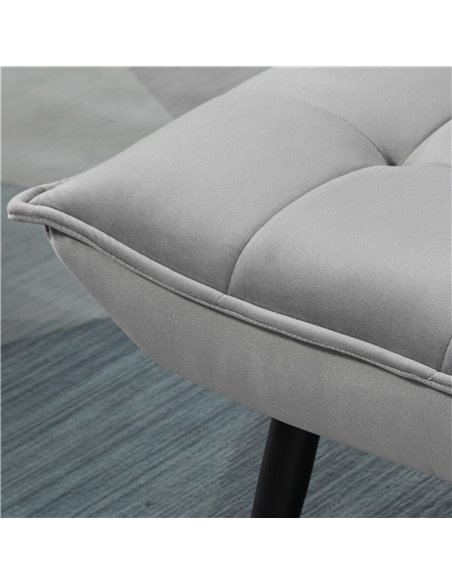 HOMCOM Armless Accent Chair w/ Footstool Set, Modern Tufted Upholstered Lounge Chair w/ Pillow, Steel Legs, Grey 839-824V70GY - pic 67504 | FastDaddyshop