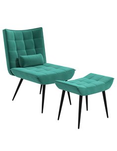 HOMCOM Armless Accent Chair with Footstool Set, Green 839-824V70GN