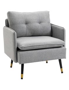 HOMCOM Modern Accent Chair, Upholstered Button Tufted Occasional Chair for Living Room and Bedroom, Grey 839-619V70GY