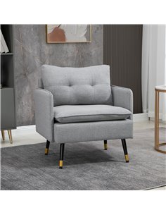 HOMCOM Modern Accent Chair, Upholstered Button Tufted Occasional Chair for Living Room and Bedroom, Grey 839-619V70GY 2